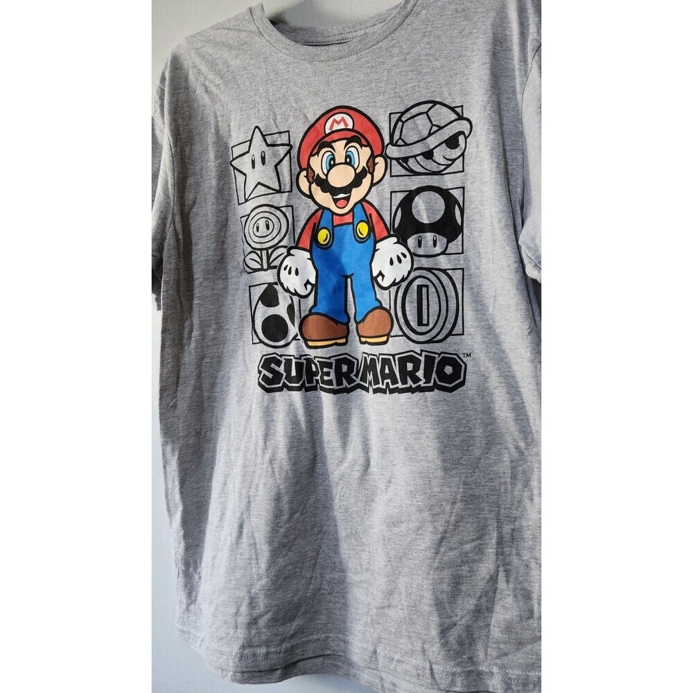 Nintendo Super Mario Video Game Retro Graphic Gray T-Shirt‎ Men's Medium New D25